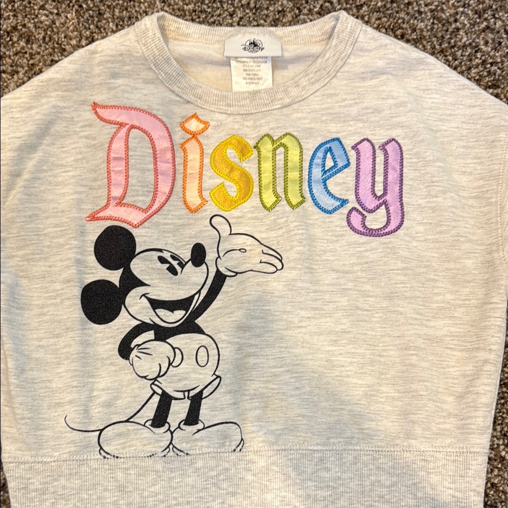 Kid’s Disneyland Gray Mickey Mouse Sweatshirt with Colorful Accents - Picture 3 of 7